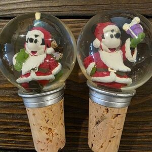 Santa Minnie And Minnie Wine Stoppers